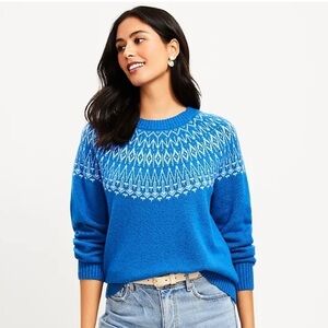 NWT LOFT Fair Isle Everyday Cotton Women’s XS Crewneck Pullover Sweater